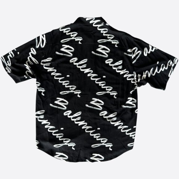 Balenciaga Black & White Script Button Up Shirt - Picture 2 of 6